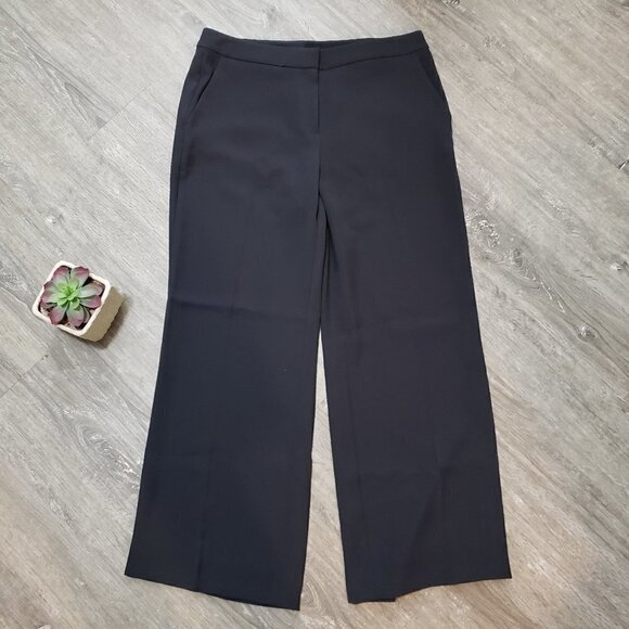 St John Collection Wide Leg Cropped Dress Pants Sz 8 Black - Picture 1 of 6